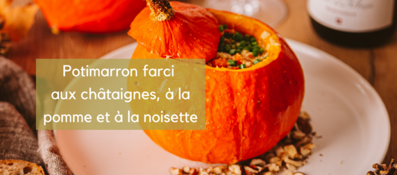 Potimarron farci aux châtaignes, à la pomme et à la noisette