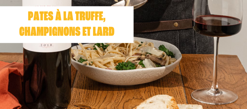 Pates à la truffe, champignons et lard