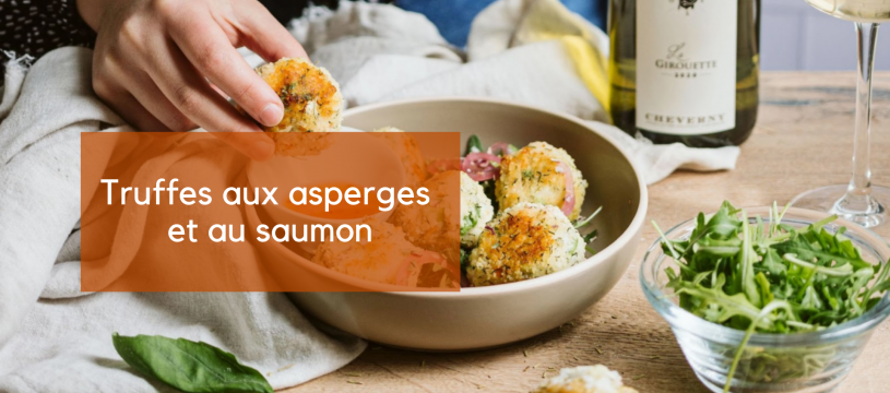 Asparagus and salmon truffles
